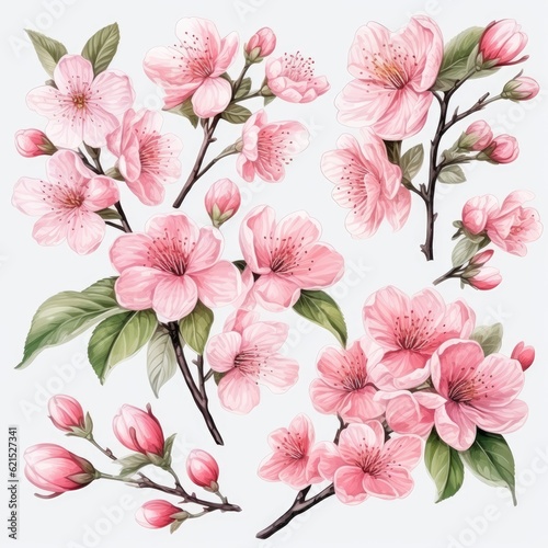 watercolor sakura flowers 