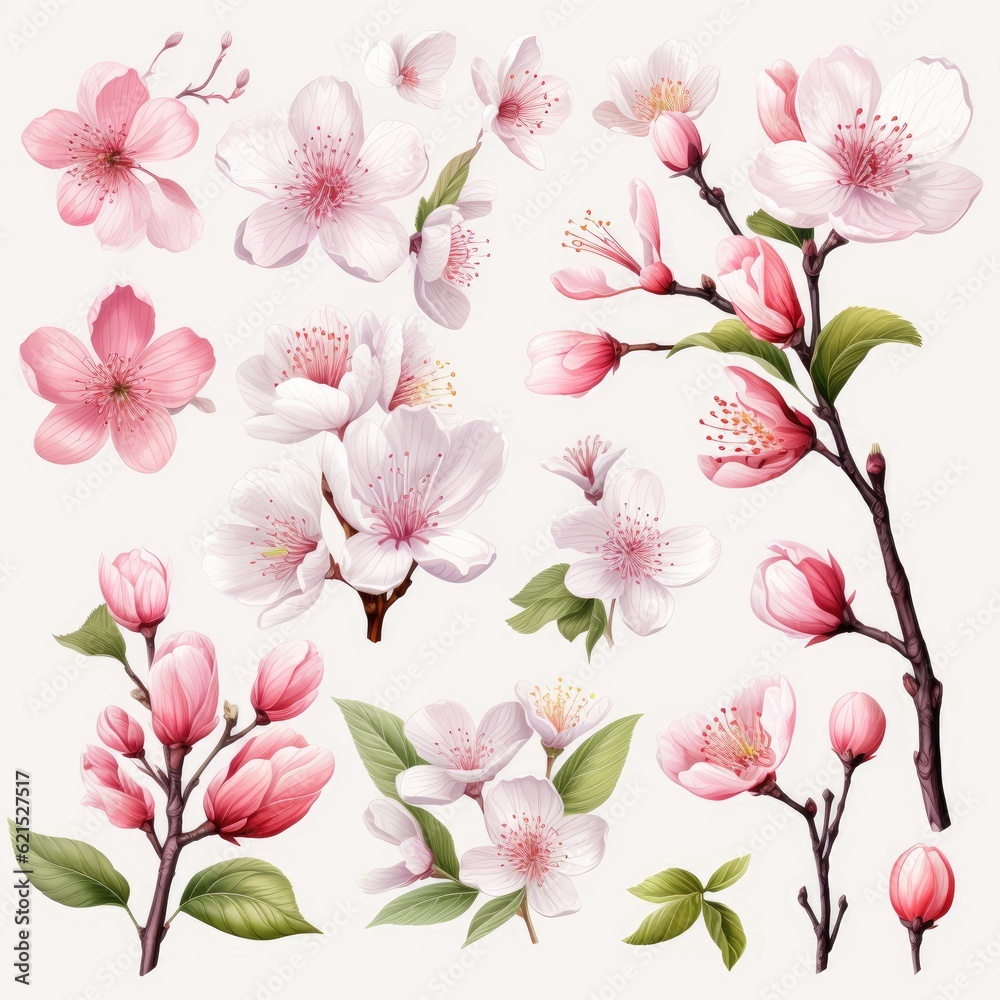 watercolor sakura flowers 