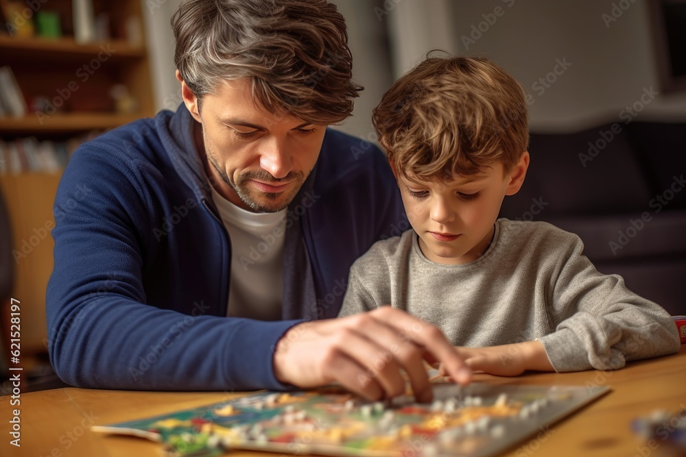 Father and Son Engaging in Intellectual Pursuits. Generative AI Father and Son Engaging in Intellectual Pursuits. Generative AI