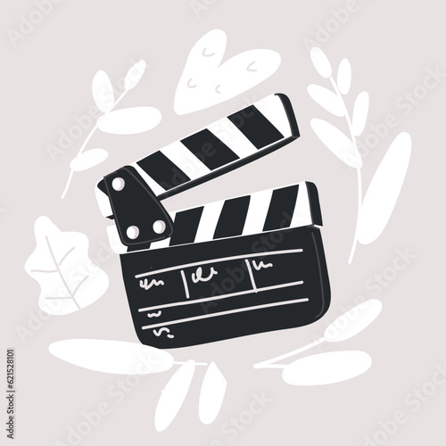 Vector illustration of Film clapperboard. Blank movie clapper cinema