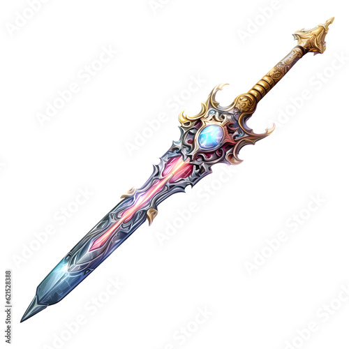 Fantasy Art Game Assets Object Generated AI Clip Art Transparent PNG Sword Weapon Elf Magic Warrior Beautiful Design 