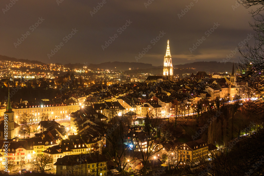 Night view of the old town of Bern in Switzerland