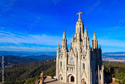 Expiatory Church of the Sacred Heart of Jesus on the summit of Mount Tibidabo in Barcelona, Catalonia, Spain