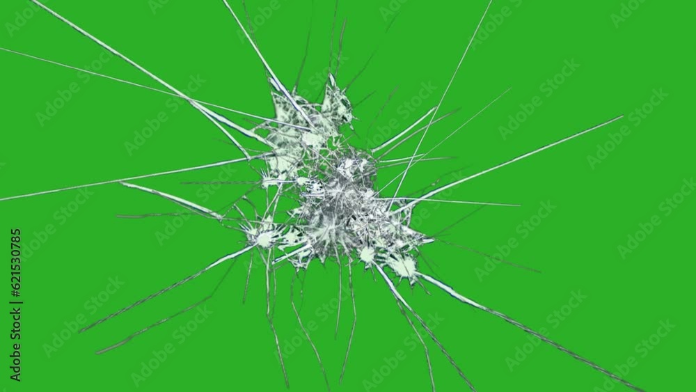 footage of broken glass, with green screen in the background..