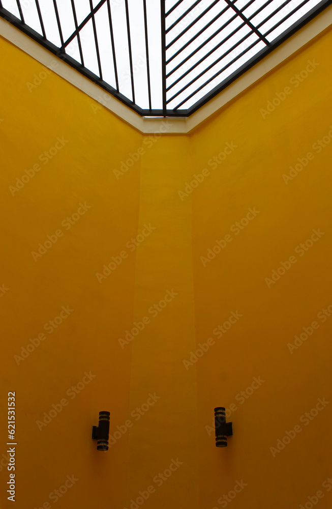 Fototapeta premium Yellow building interior design.