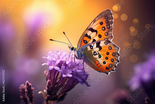  Beautiful Blue Butterfly on a Lavender Flower