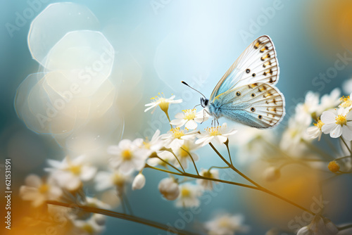 Butterfly on a Daisy Flower with Beautiful Bokeh