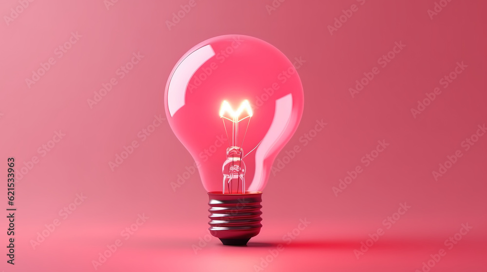 Pink composition with lamp in frame on colored surface. Generative Ai Pink composition with lamp in frame on colored surface. Generative Ai