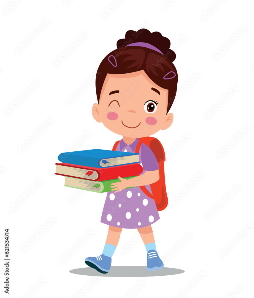 Cartoon boy holding a pile of books Cartoon boy holding a pile of books