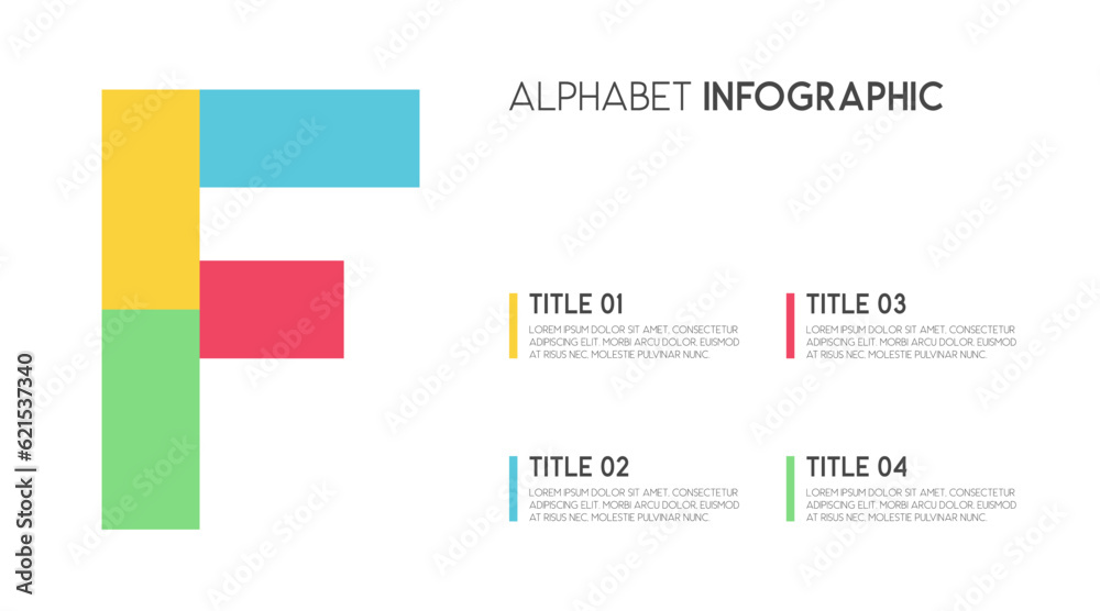 Letter F vector alphabet and other elements for infographics