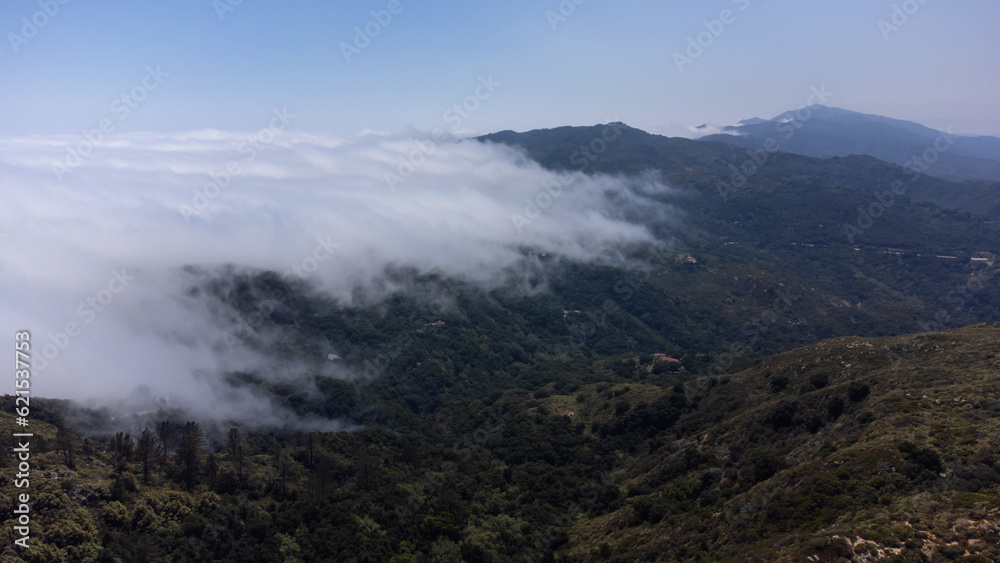 Fog Rolling in Over Santa Ynez Mountains near San Marcos Pass, Los Padres National Forest
