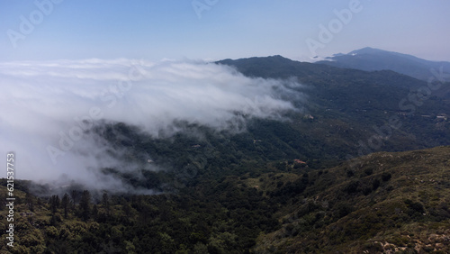 Fog Rolling in Over Santa Ynez Mountains near San Marcos Pass, Los Padres National Forest