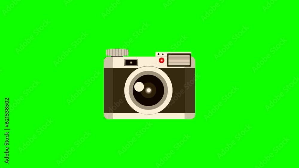 Vector animation of cartoon camera with green background, icon, Loop. Vector animation of cartoon camera with green background, icon, Loop.