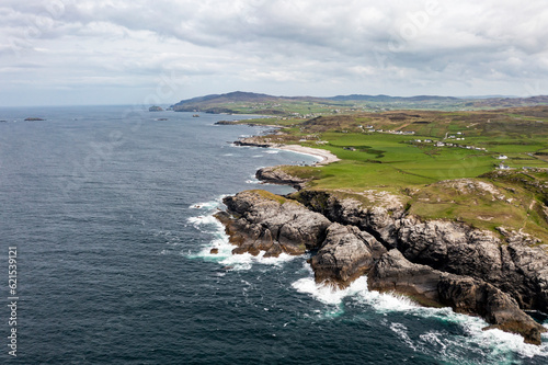 Aerial view of the coastline at Malin Head in Ireland. photo