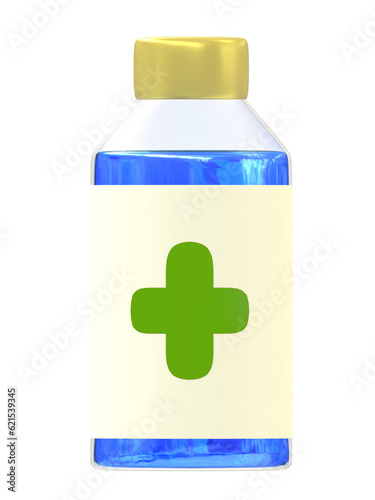 medicine bottle, Rubbing Alcohol bottle or water pills for children 3d illustration and element NO AI