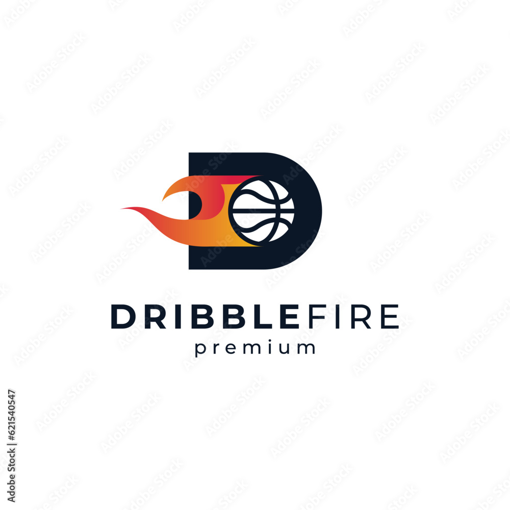 letter D with burning basketball logo design letter D with burning basketball logo design