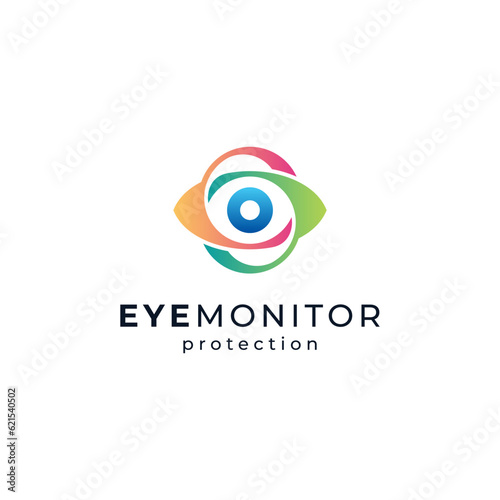 colorful eye for eye care or security and technology logo design