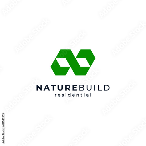 letter N with box for environmentally friendly development logo design
