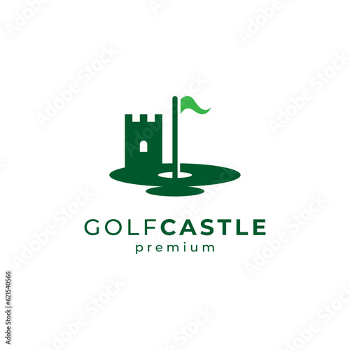 castle and golf for golf course or club logo design