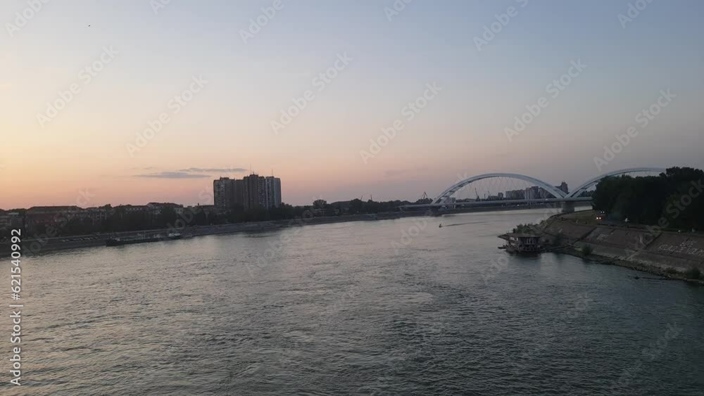 sunset over the Danube river in Novi Sad, Serbia sunset over the Danube river in Novi Sad, Serbia