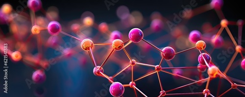 3d render of molecule structure on dark background. Science and medical background
