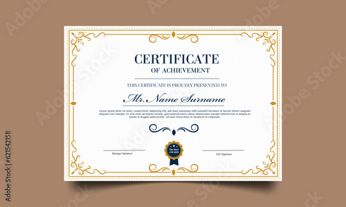 Certificate template. modern value design and layout luxurious. Certificate of achievement abstract geometric texture. Diploma of modern design or gift certificate.