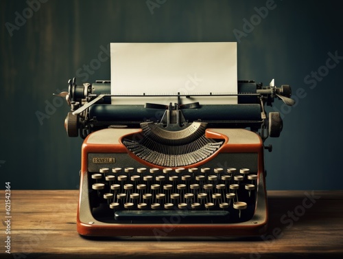 a close-up of a vintage typewriter with a blank piece of paper, generative ai