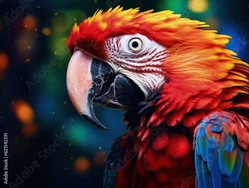 a detailed shot of a colorful parrot in a lush tropical setting, generative ai © Perfect PNG