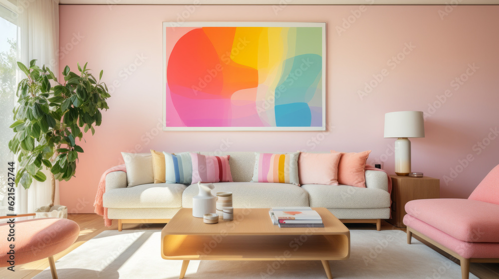 Home modern living room interior with decoration like color gradient palette Home modern living room interior with decoration like color gradient palette