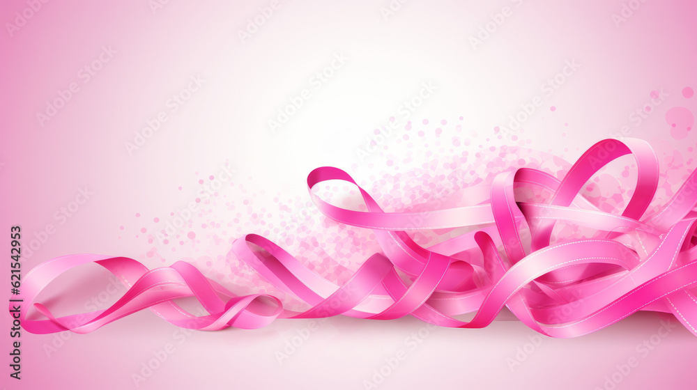 The Breast Cancer Awareness Month background illustration with pink ribbon logo