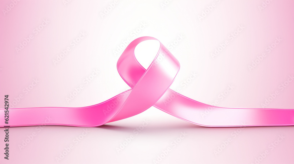 The Breast Cancer Awareness Month background illustration with pink ribbon logo