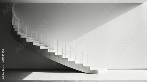 minimalist black and white shot of a staircase, generative ai