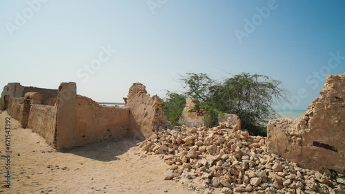 Al Jumail, streets of an abandoned ruined ancient Arab fishing village, North Qatar.
 photo