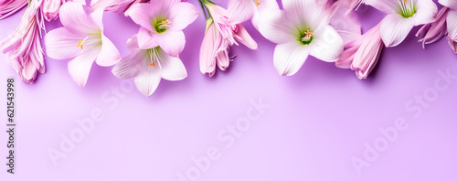 beautiful spring flowers on paper background. Generative AI