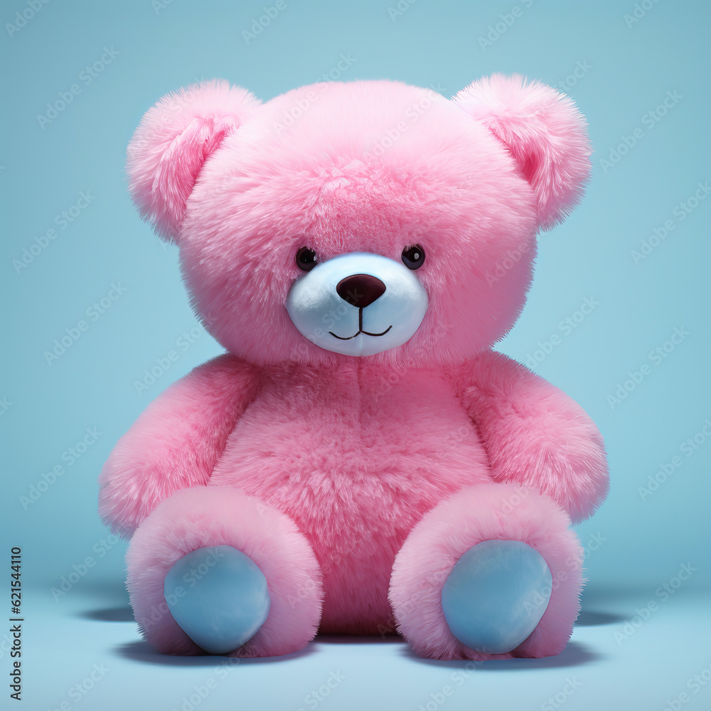 Illustration of a Toy pink bear on a blue background
Illustration of a Toy pink bear on a blue background