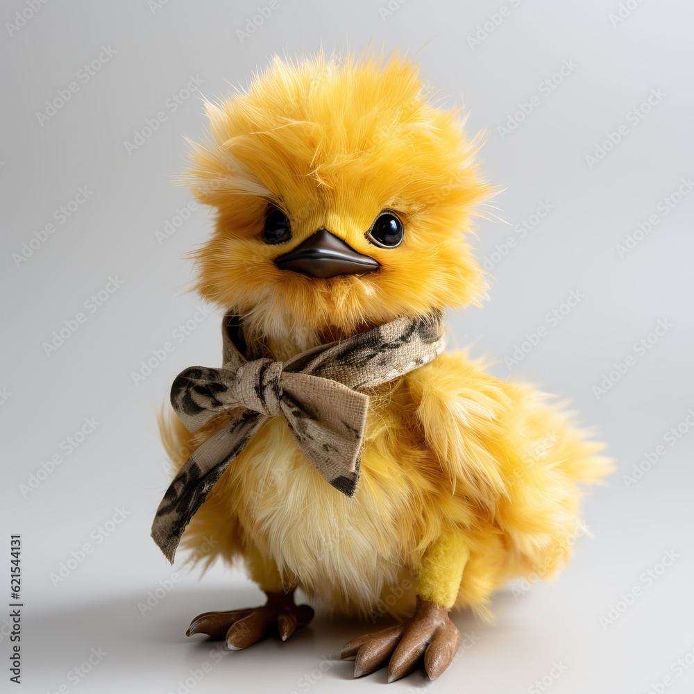 Illustration of a .Generative AI. Cute chicken in a scarf
