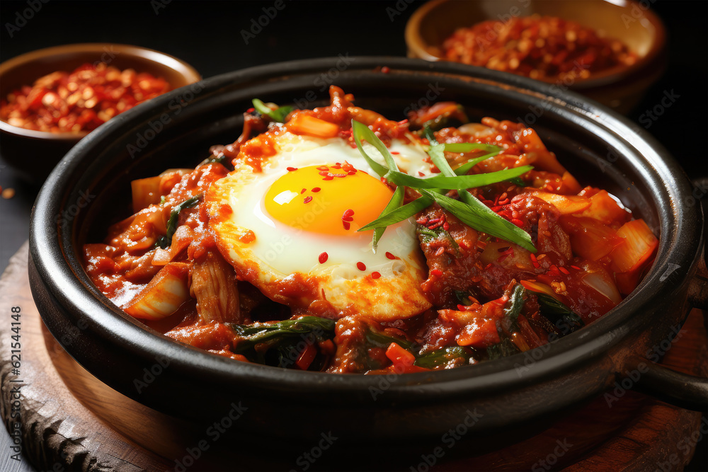 Korean dish Gamjatang on background Korean dish Gamjatang on background