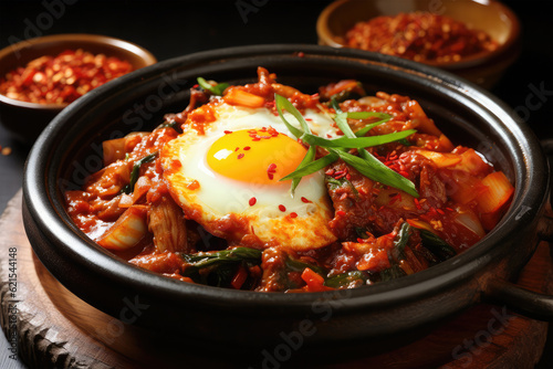 Korean dish Gamjatang on background