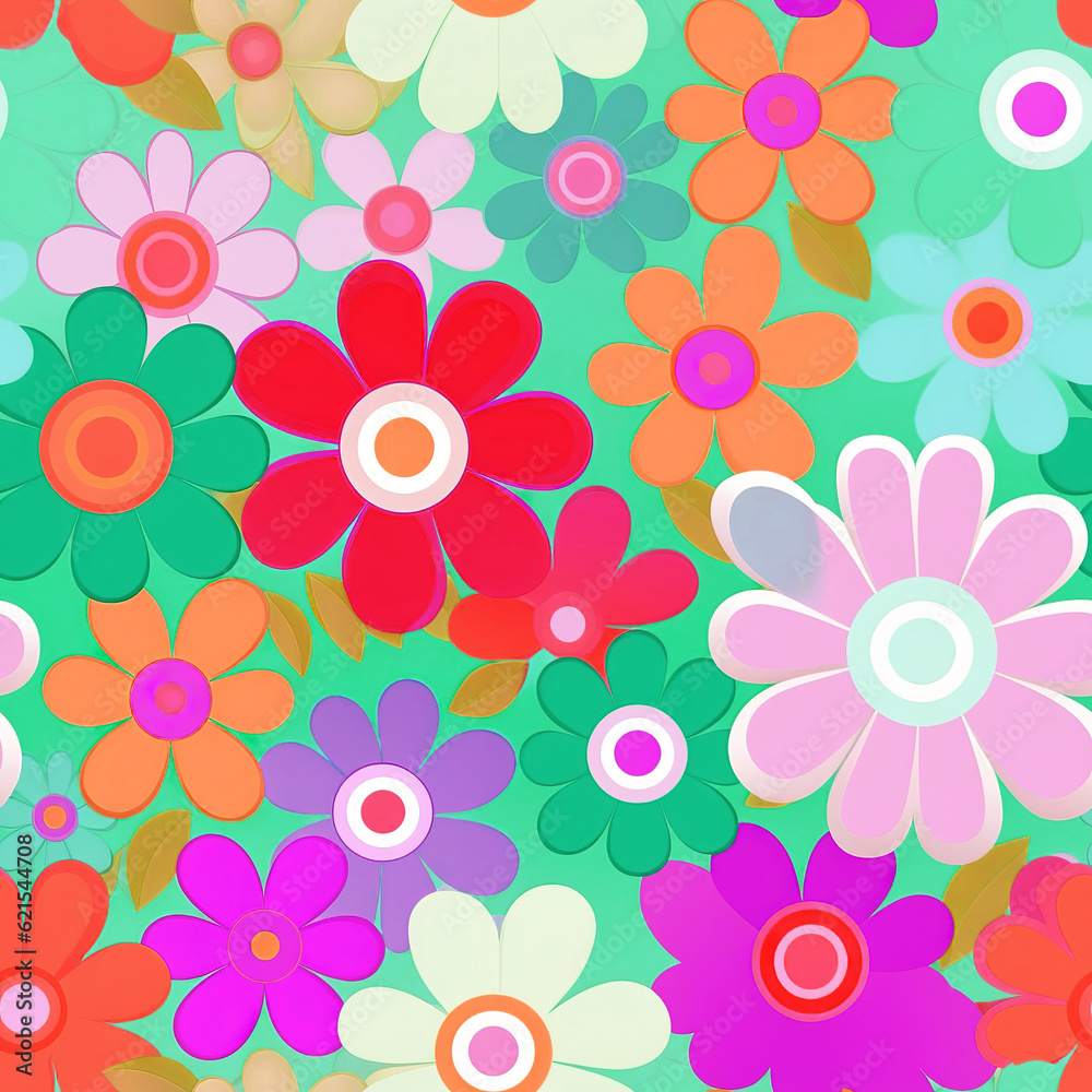 Fototapeta premium Beautiful seamless vector floral pattern, spring summer background with tropical flowers, palm leaves, jungle leaf, hibiscus, bird of paradise flower. Exotic wallpaper. Digital painting