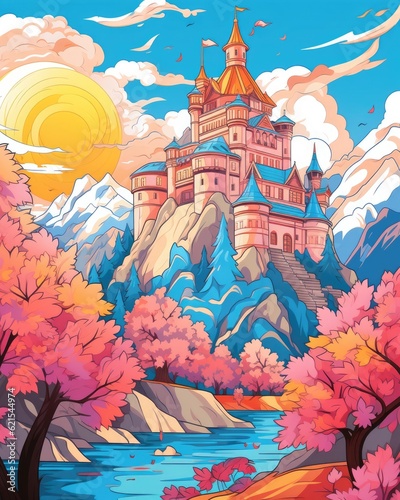 The game art castle is a grand and enchanting fairy tale. (Illustration, Generative AI)