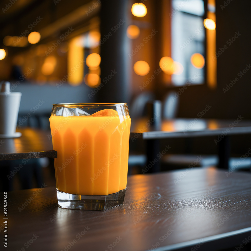 glass of orange juice on the table, generative ai glass of orange juice on the table, generative ai