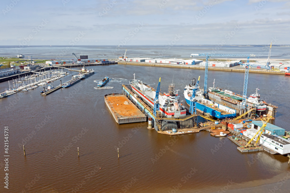 Aerial from industrie in the harbor from Delfzijl in the Netherlands