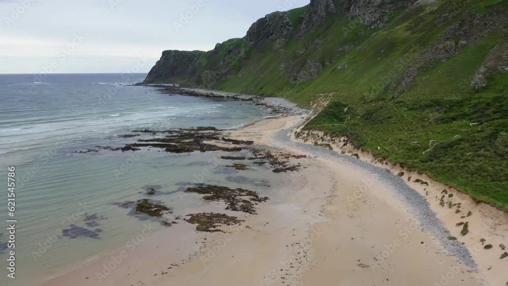 Aerial view of Dunargus Head close to the Five Fingers Strand in County Donegal, Ireland Aerial view of Dunargus Head close to the Five Fingers Strand in County Donegal, Ireland