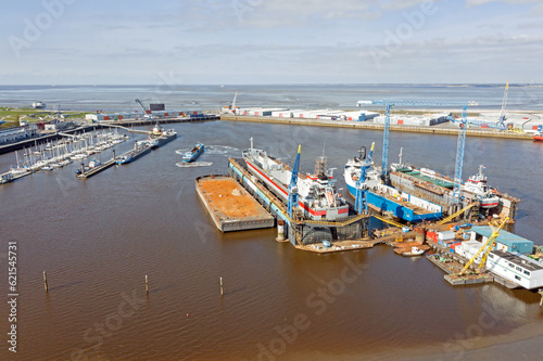 Aerial from industrie in the harbor from Delfzijl in the Netherlands photo
