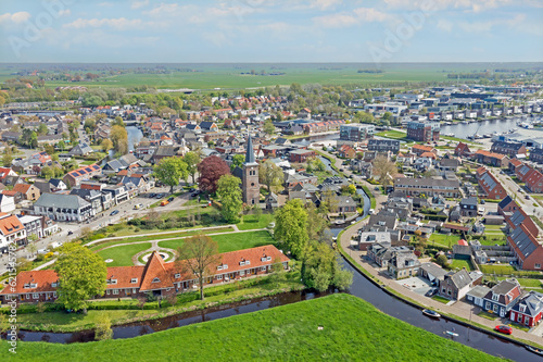 Aerial from the village Akkrum in Friesland the Netherlands