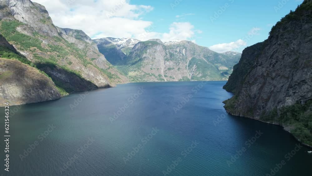 Aerial video of Geiranger Fjord in summer Aerial video of Geiranger Fjord in summer