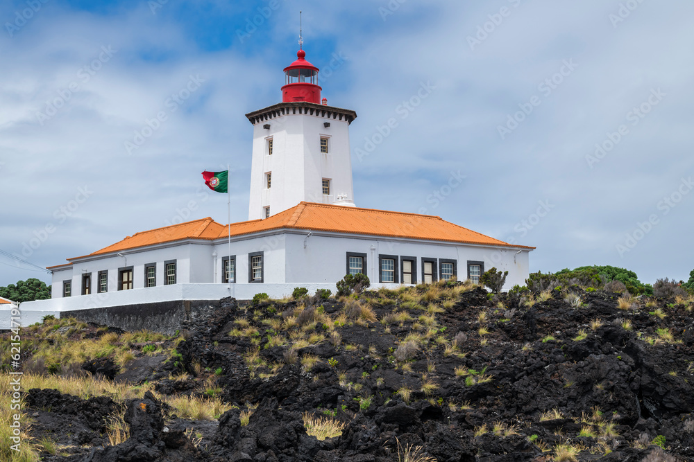 Lighthouse on Pico island / Lighthouse on the coast of Pico island, Azores, Portugal.