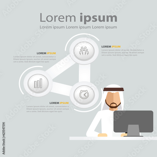 Arab man info graphic Education man training design