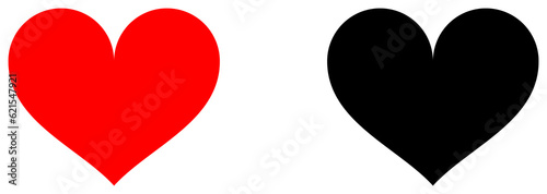 Red and black heart icon. Flat style for graphic, love symbol. 