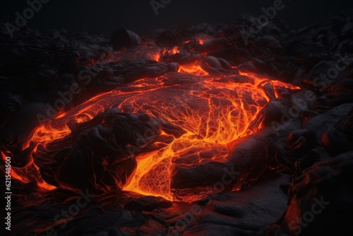 Magma lava cracked glow, embers. AI generated © yuliachupina